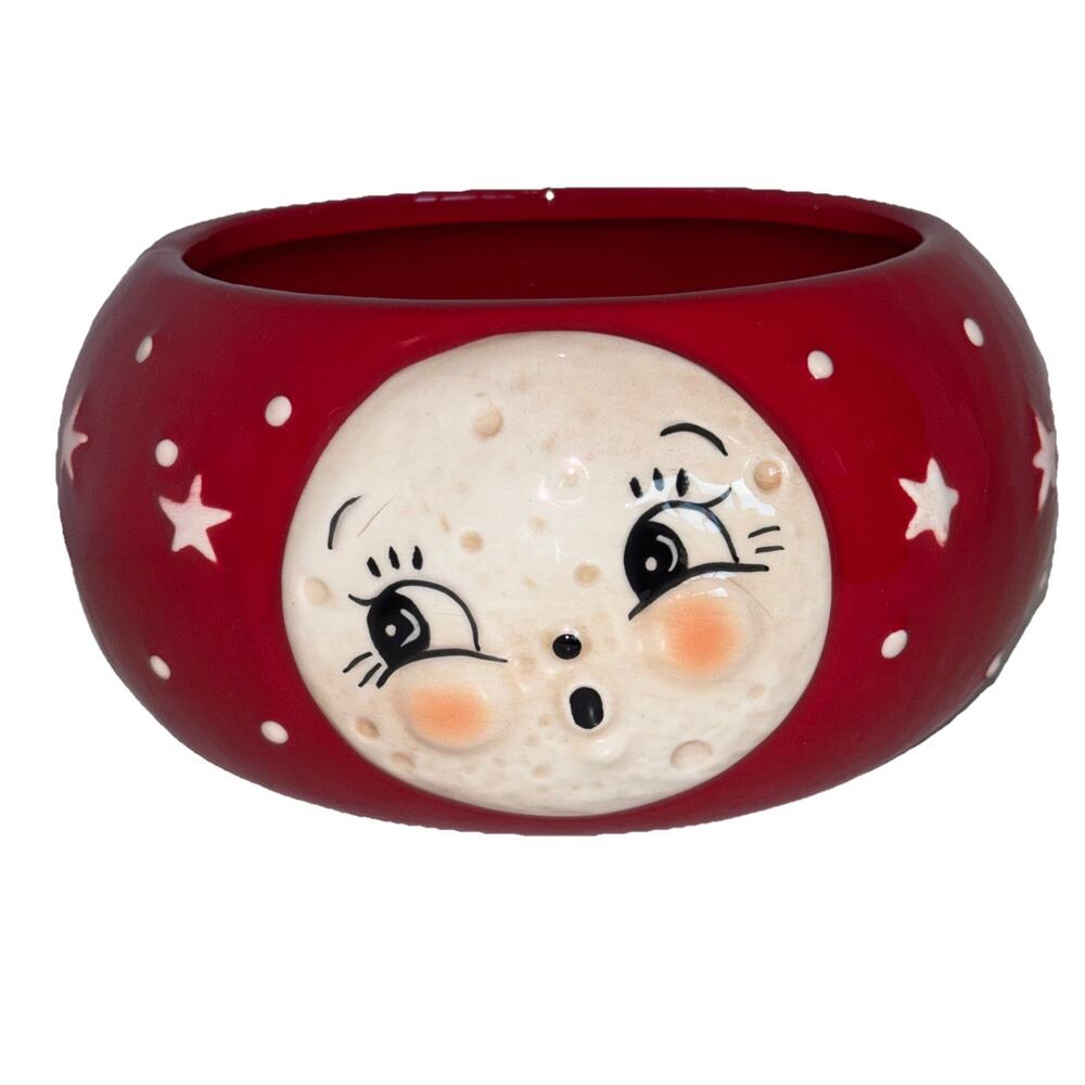 Johanna Parker Red Luna Moon Man Bowl Patriotic 4th of July Valentine's Day NEW